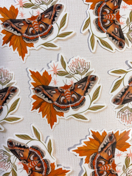Cecropia Moth - Clear 3" Sticker