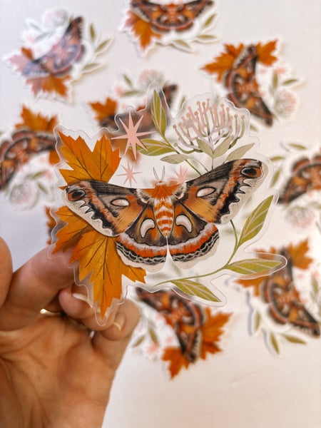 Cecropia Moth - Clear 3" Sticker