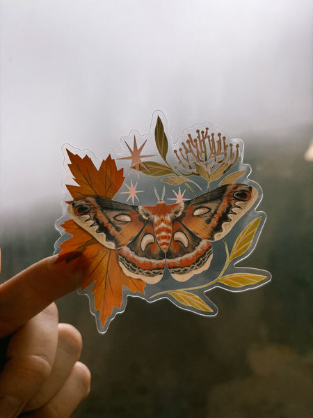 Cecropia Moth - Clear 3" Sticker