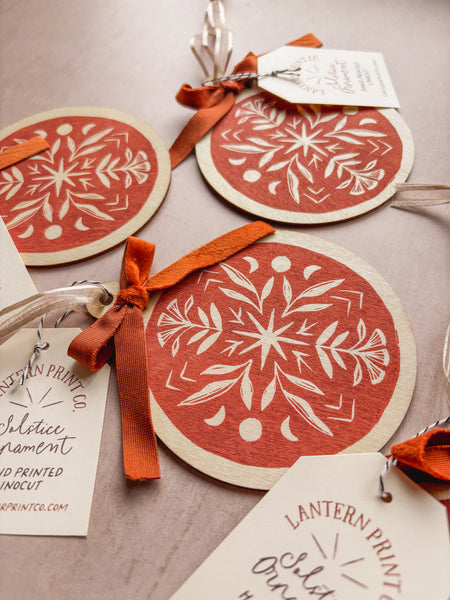 Solstice Blessings Linocut Ornament