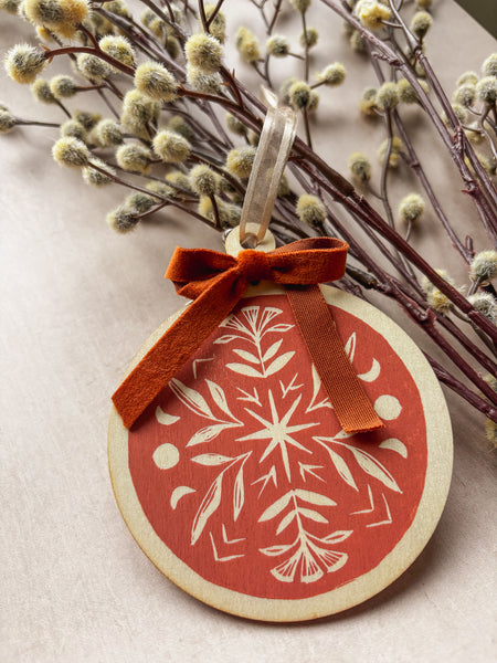 Solstice Blessings Linocut Ornament