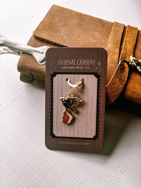 Book Thief (Crow) Enamel Journal Charm