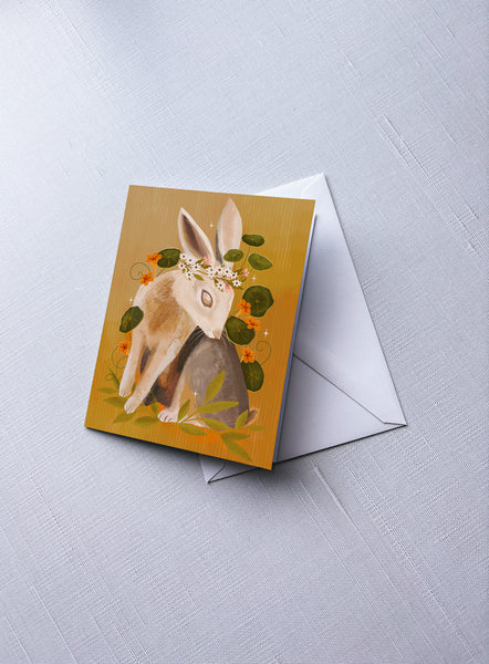Flower Crown Hare - Greeting Card