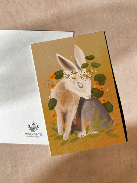 Flower Crown Hare Postcard Print