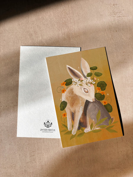 Flower Crown Hare Postcard Print