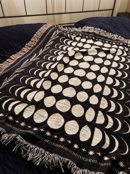 Moon Phases Woven Blanket