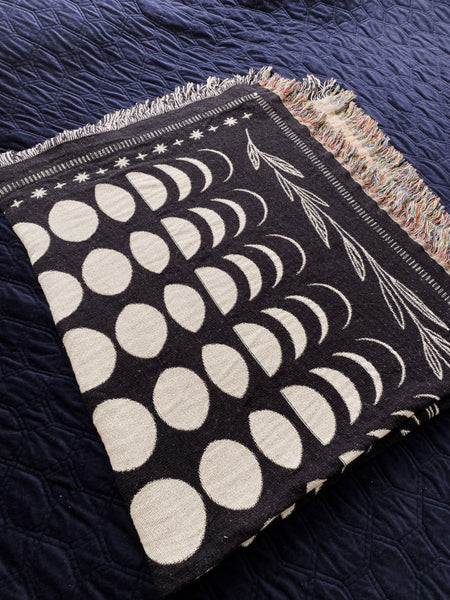 Moon Phases Woven Blanket
